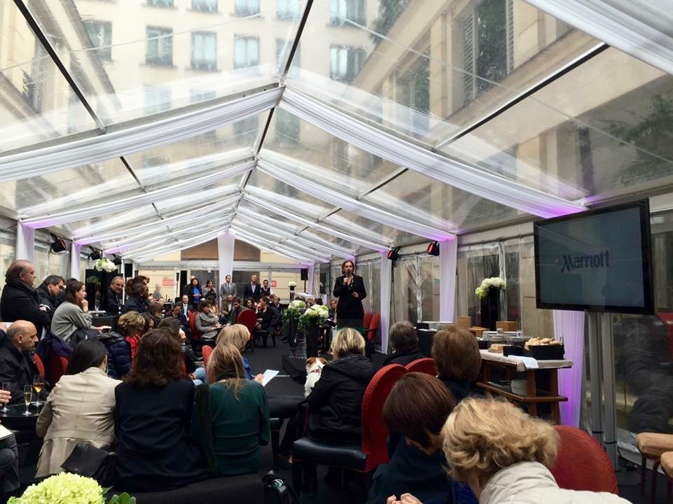 clocation tente cristal 6x18m inauguration hôtel Marriott Champs-Élysées Paris 75 – duoZ events